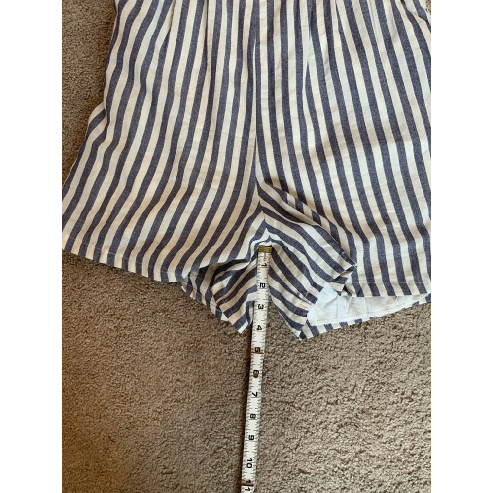Women's Striped Romper Romper Size 6 Blue/White Ruffles Fitted Waist Cottagecore - Picture 10 of 16